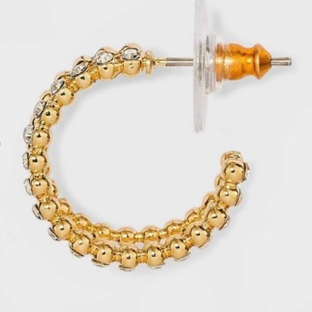 SUGARFIX‎ by BaubleBar Crystal Beaded Double Hoop Earrings - Gold NWT - Picture 8 of 9